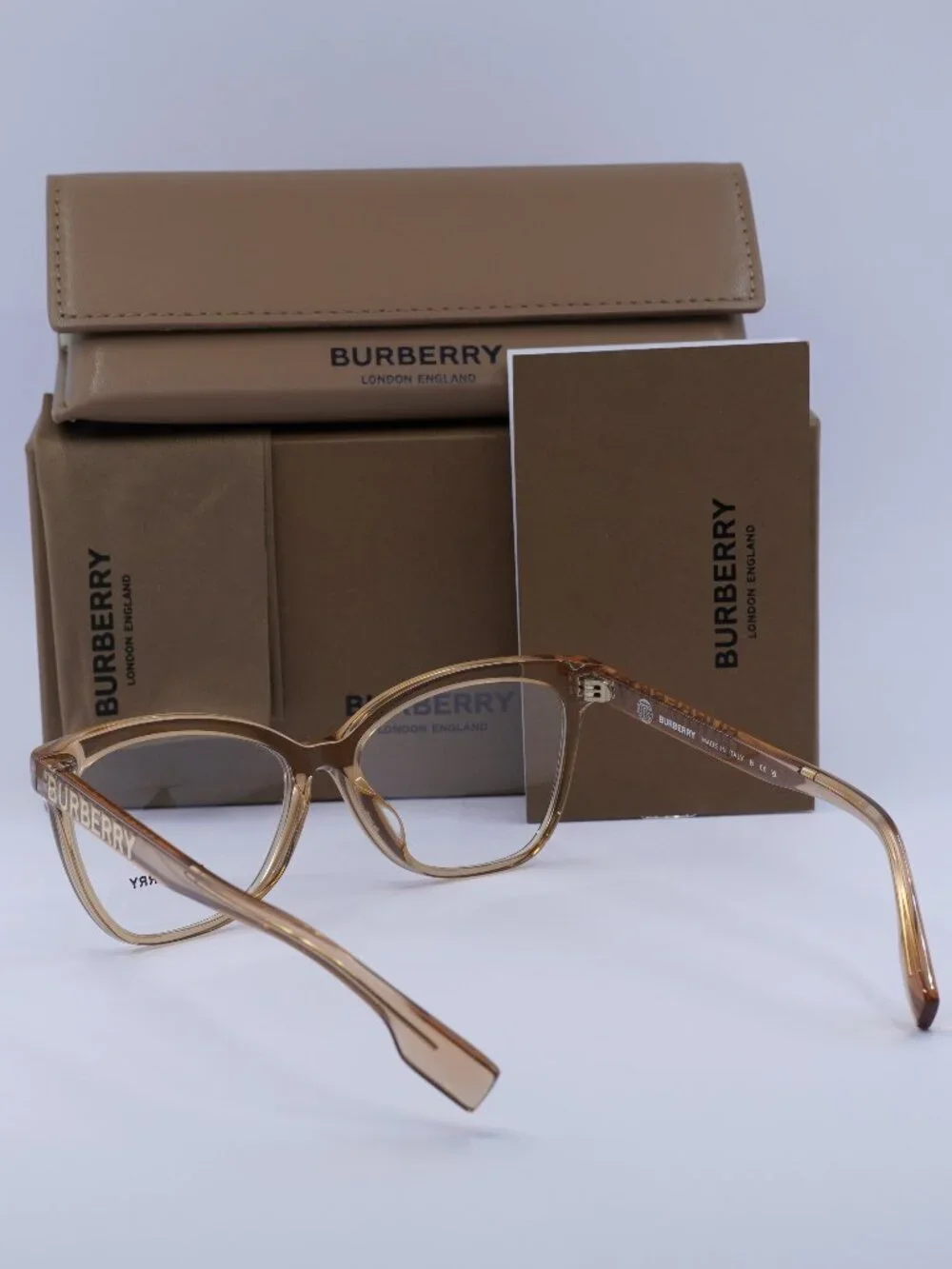 Burberry BE2364F 3779 Cat Eye Eyeglasses - Transparent Brown 54mm